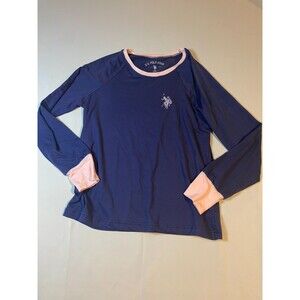 U.S. Polo Assn. Women's Long Sleeve Pajama Top Medium Blue Pink‎ Loungewear